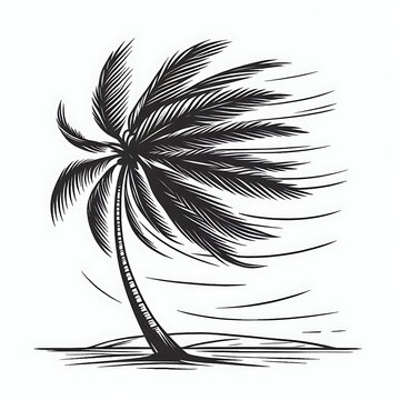 recommend clip art: Stylized palm tree swaying in the wind.