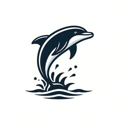 Fototapeta premium A stylized dolphin leaping from ocean waves.