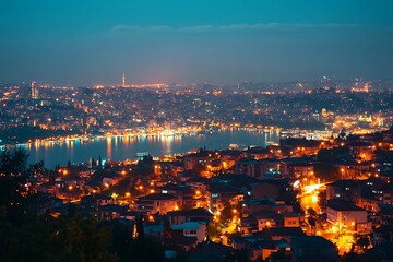 Obraz premium Touristic sightseeing ships in istanbul city, Turkey. 