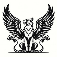 Obraz premium Stylized griffin with wings, symbolizing strength.