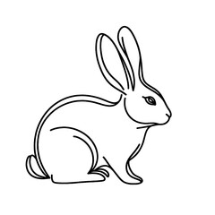 Obraz premium Simple line drawing of a sitting rabbit.