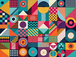 Obraz premium Abstract Pattern with Geometric Shapes and Vibrant Colors Creating a Dynamic Visual Experience for Creative Projects and Artistic Designs
