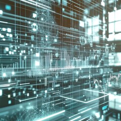 Obraz premium Futuristic Digital Data and Technology Intelligence Network Interface Display