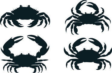 Sea Crab Vector Silhouette