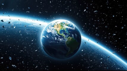 Space trash, Earth in Orbit Surrounded by Space Trash and Debris