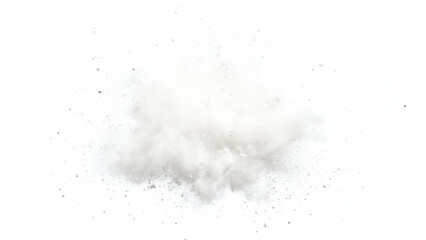 White powder explosion, isolated on white background. Bright white paint color powder explosion. Abstract gray and white explosion powder background texture. 