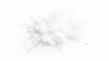 Bright white paint color powder explosion. Gray powder explosion with dark colors isolated white background. Abstract powder splatted on white background, freeze motion of black powder exploding.