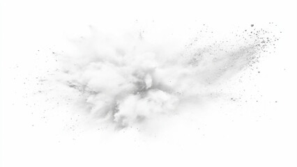 Bright white paint color powder explosion. Gray powder explosion with dark colors isolated white background. Abstract powder splatted on white background, freeze motion of black powder exploding.