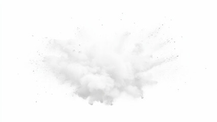 Bright white paint color powder explosion. Gray powder explosion with dark colors isolated white background. Abstract powder splatted on white background, freeze motion of black powder exploding.