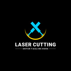 Obraz premium Laser Cutting logo design, laser cutting vector, vintage laser cutting 
