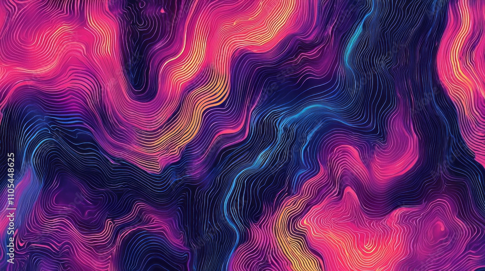 Poster vibrant abstract seamless pattern with swirling lines and colors