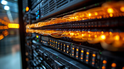 Ai generated network infrastructure data center technology image urban environment close-up view connectivity concept