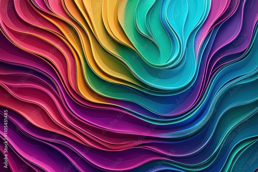 Aufkleber abstract colorful wavy lines create dynamic pattern. vibrant colors flow in layered curves. design i