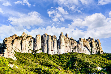 Views of the Montserrat massif, mountain in the province of Barcelona, ​​Catalonia on a day...
