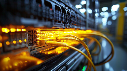 Ai generated technology event data processing hub server room image capture industrial environment close-up viewpoint