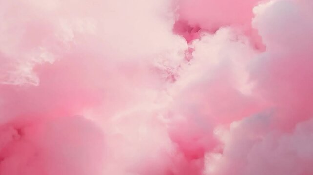 Flying through pink clouds made of candyfloss.