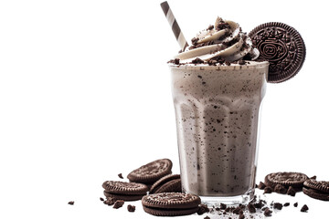 Thick Oreo Milkshake with a Smooth and Creamy Texture Isolated on Transparent Background