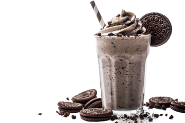 Thick Oreo Milkshake with a Smooth and Creamy Texture Isolated on Transparent Background