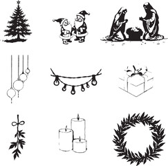 Pencil Sketch Christmas Illustration