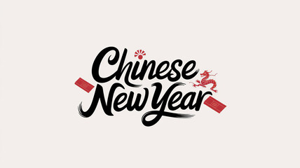 Fototapeta premium Chinese New Year National lettering and simple decorative elements, calligraphy poster, generative AI