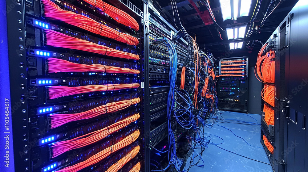 Poster ai-generated data center operations high-tech facility digital infrastructure controlled environment