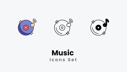 Music  Icons thin line and glyph vector icon stock illustration