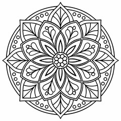 Intricate Mandala Coloring Page for Adults - Stress Relief and Relaxation Design