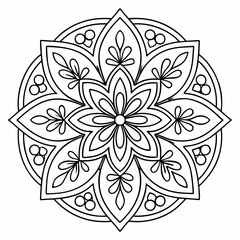 Intricate Mandala Coloring Page for Adults - Stress Relief and Relaxation Design