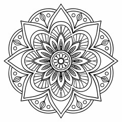 Intricate Mandala Coloring Page for Adults - Stress Relief and Relaxation Design