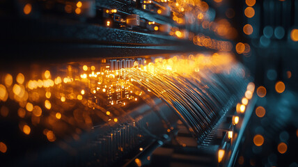 Ai-generated data processing server room technology image digital environment close-up viewpoint innovation concept