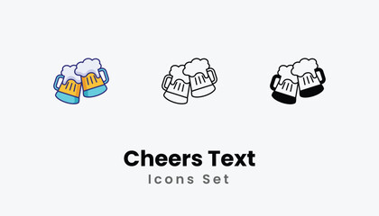 Cheers Text Icons thin line and glyph vector icon stock illustration
