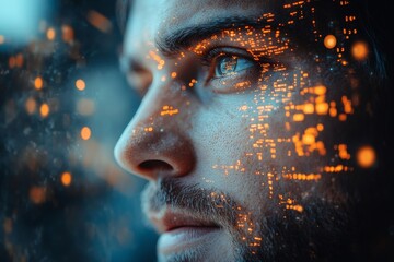 An AI and a human discuss the meaning of consciousness in a futuristic setting. Generative AI