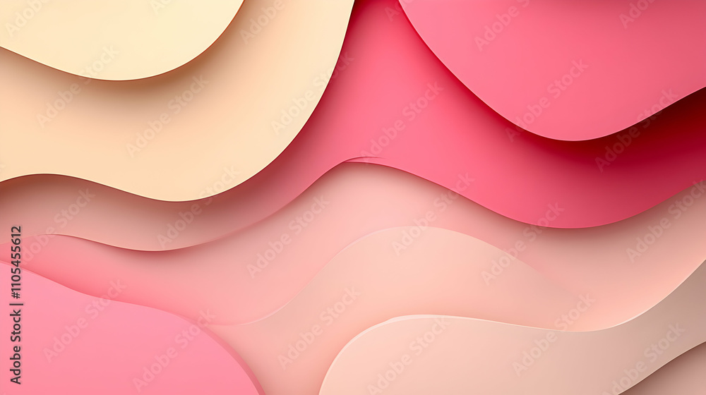 Poster abstract 3d background: soft pink and beige waves seamlessly blend, creating a calming and elegant v