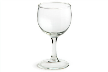 Transparent wine glass on a white background
