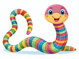 Fototapeta premium Adorable Hand-Drawn Illustration of a Cute Striped Snake with Playful Features and Bright Colors, Perfect for Child-Friendly Designs and Creative Projects