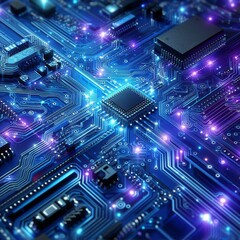 Fototapeta premium Blue-violet technology background micro circuit