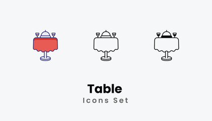 Table  Icons thin line and glyph vector icon stock illustration