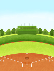 爽やかに晴れた日の野球場