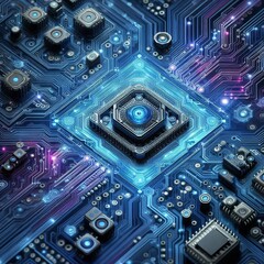 Fototapeta premium Blue-violet technology background micro circuit