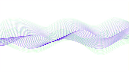 Abstract purple green wave line. Colorful wave line on white background. Futuristic technology and sound wave pattern