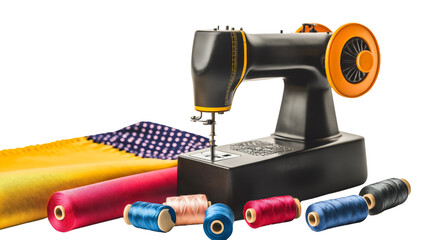 Sewing machine thread fabric textile craft stitching tailoring handmade DIY colorful tools spool needle garment fashion material design creative hobby