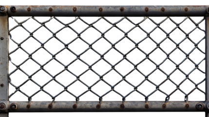 Isolated metal fence with steel grid pattern – modern security barrier and industrial design