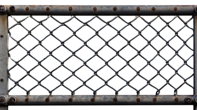 Isolated metal fence with steel grid pattern – modern security barrier and industrial design
