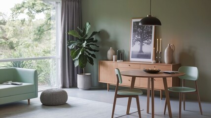 Wohnliches Wohnzimmer mit kleinem Esstisch