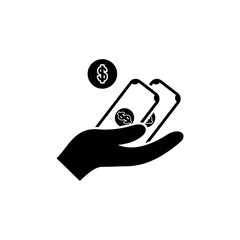 Dollar in Hand icon vector. Finance icons. Business Icons, Save money Icon signs