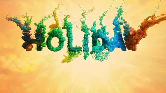 An animated lettering of the word Holiday with floral motifs and bright colors.