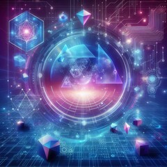 Fototapeta premium Blue-violet technology background micro circuit