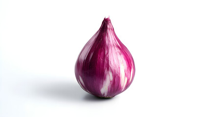 Single red onion isolated on white background.
