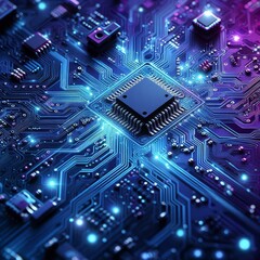 Fototapeta premium Blue-violet technology background micro circuit