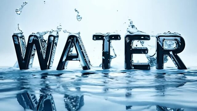 An animated lettering of the word Water as a background consisting of crystal clear clean water.